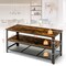 Industrial Entertainment Center with 3 Tier Metal Mesh Shelves